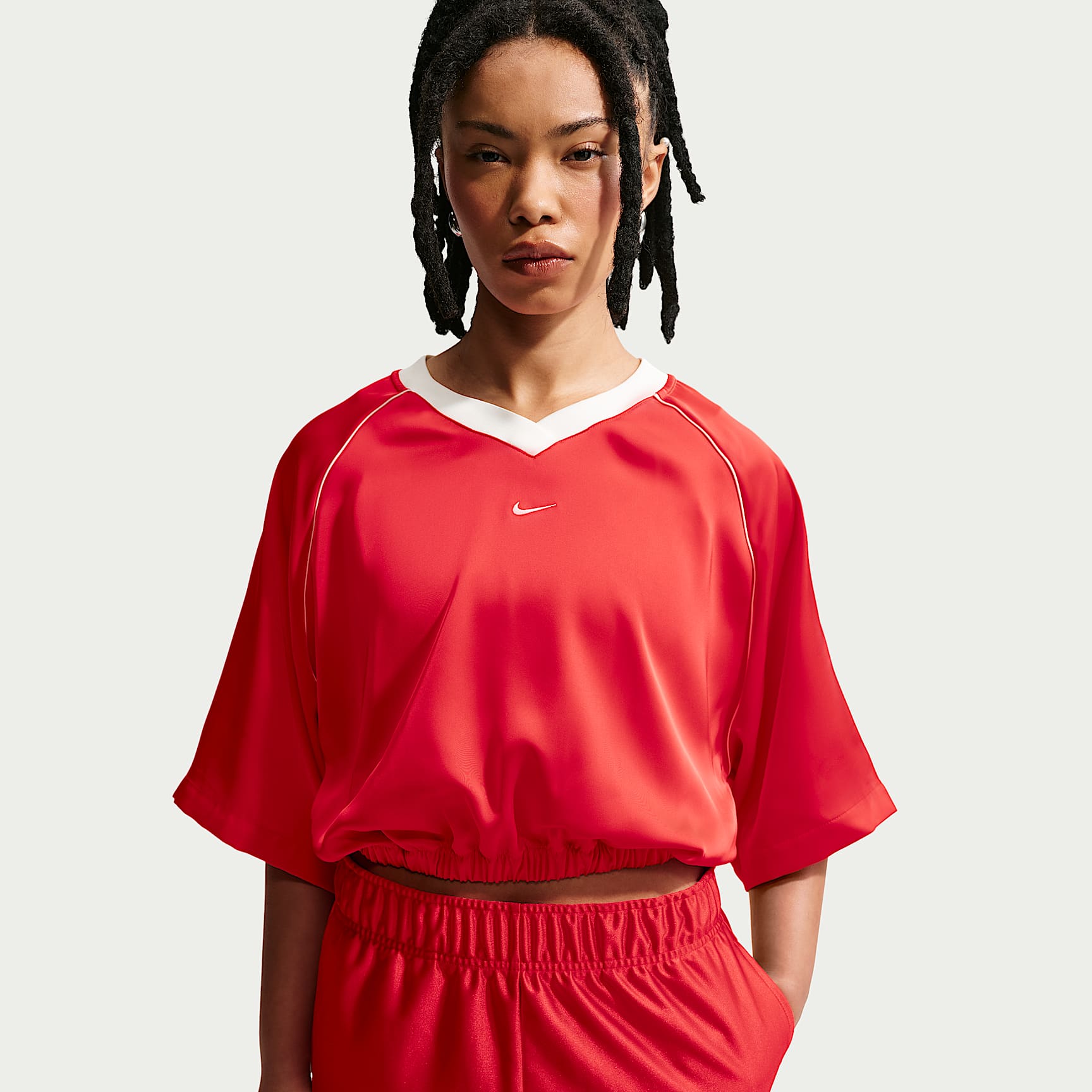 Nike トワル・ド・ジュイ風 クロップドトップ　XS Nike Sportswear Women's Oversized Satin Top. Nike.com